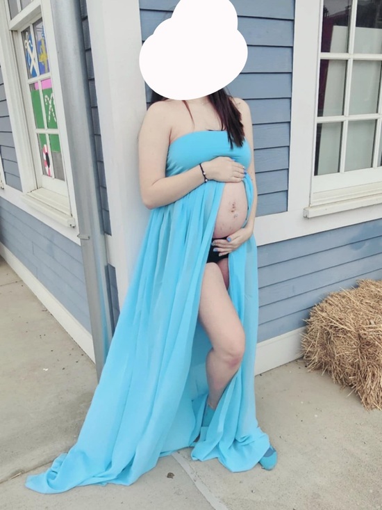 Dresses & Skirts - Light Blue Strapless Maternity Gown